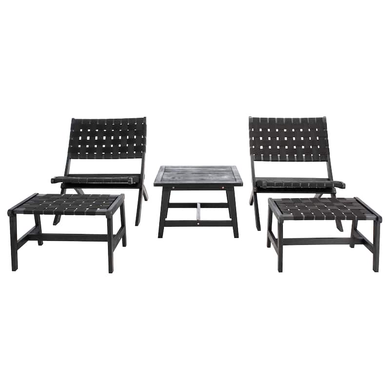 SAFAVIEH Outdoor Zehra Set - 24W x 28D x 31H - Black/Black