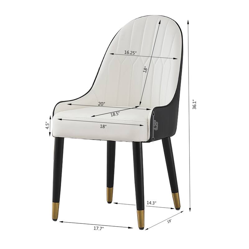 PU-Leather Chairs with Metal Legs & Backrest,Set of 2