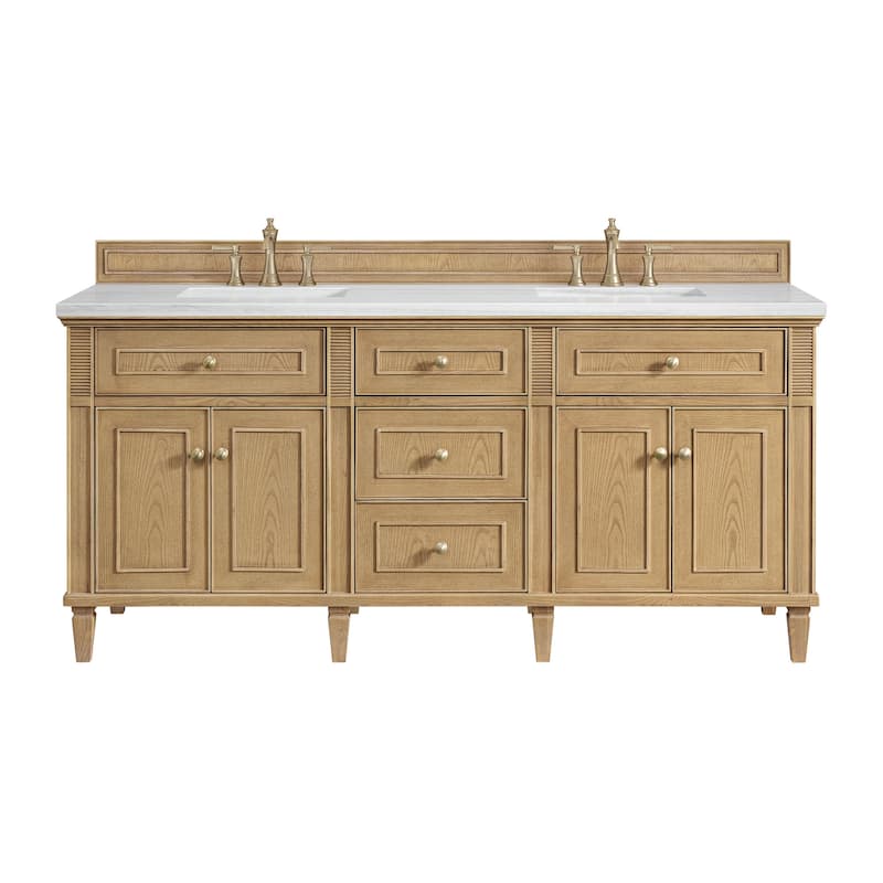 James Martin Vanities 424-V72-3AF Lorelai 72" Double Basin Wood Vanity - Light Natural Oak - Oak Finish
