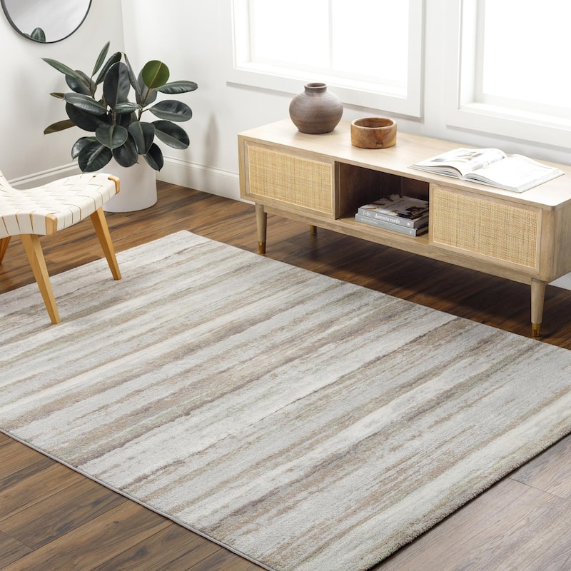 Livabliss Ajax Modern Striped Area Rug - Light Gray/Cream - 7' 10" x 10'