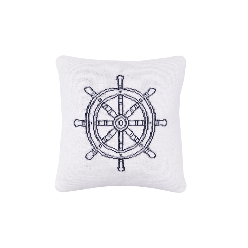 10" x 10" Ship Wheel Knitted Throw Pillow