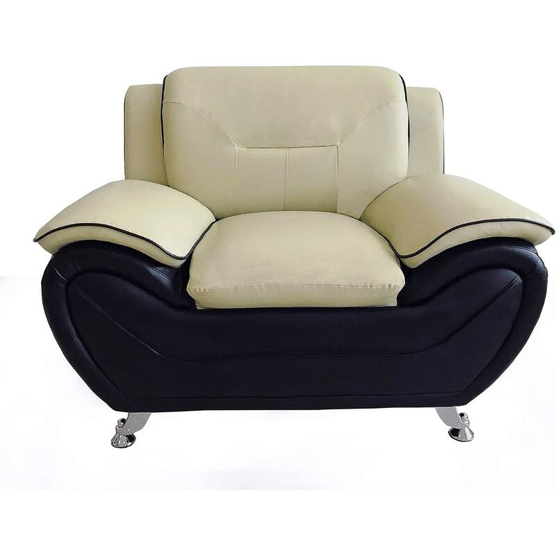 Sanuel 47.3" Wide Faux Leather Club Chair - Camel/Black