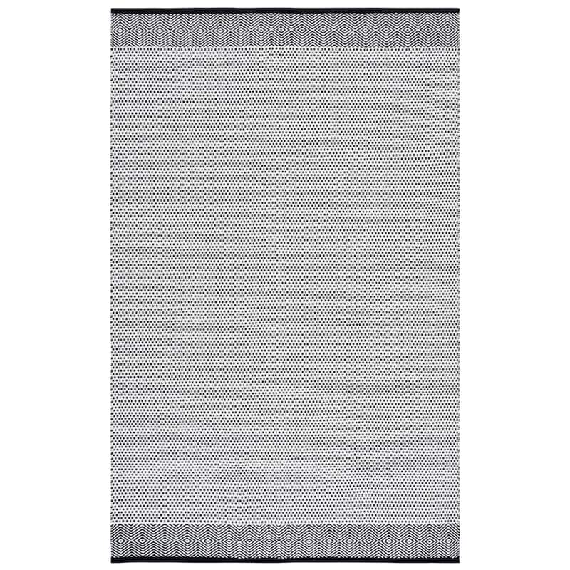 SAFAVIEH Handmade Kilim Mairwen Cotton & Wool Rug - 6' x 9' - Black/Ivory