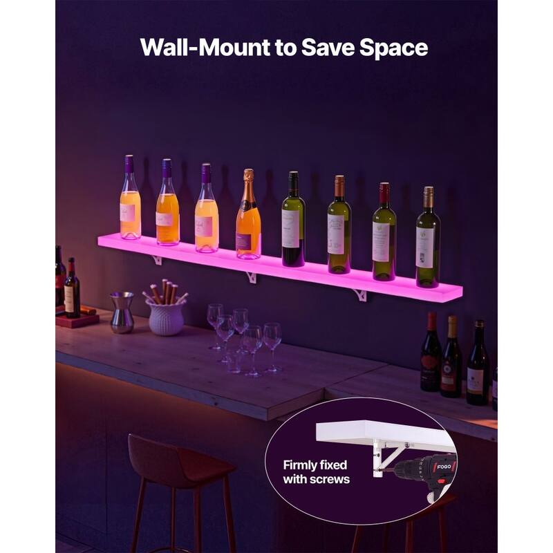 Acrylic LED Wine Bottle Shelf Wall-Mount with Remote