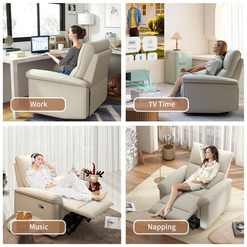 Wall Hugger Recliner,Zero Wall Power Recliner Chair,Electric Recliner for Living Room,Fabric Reclining Armchair,USB Port(Type-C)
