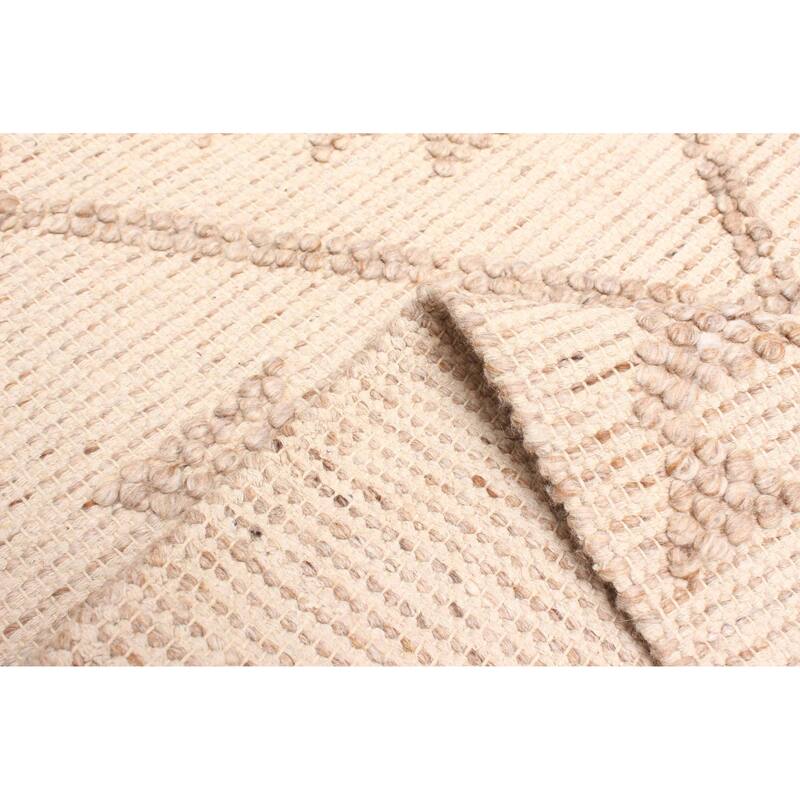 ECARPETGALLERY Braid weave Sienna Beige Wool Rug - 5'2 x 7'4