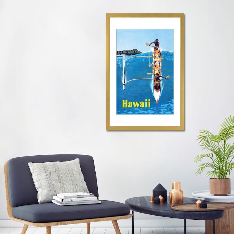 iCanvas "Waikiki Beach Hawaiian Vintage Travel Poster" by Piddix