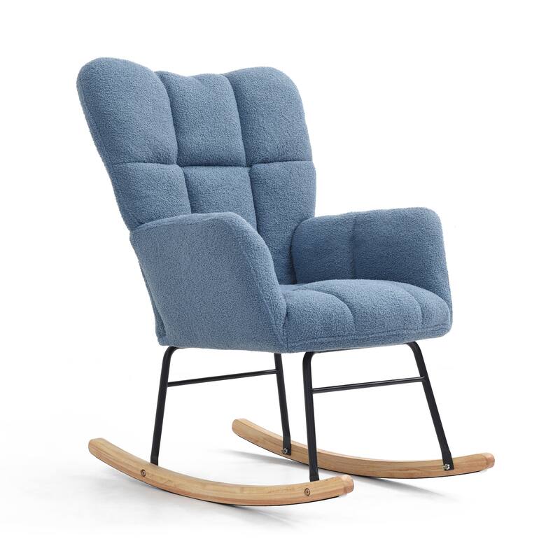 Polyester Rocking Chair with High Backrest and Padded Seat