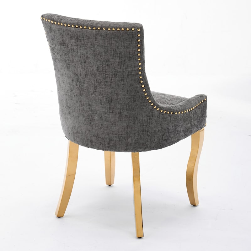 Set of 2 Chenille Dining Chairs
