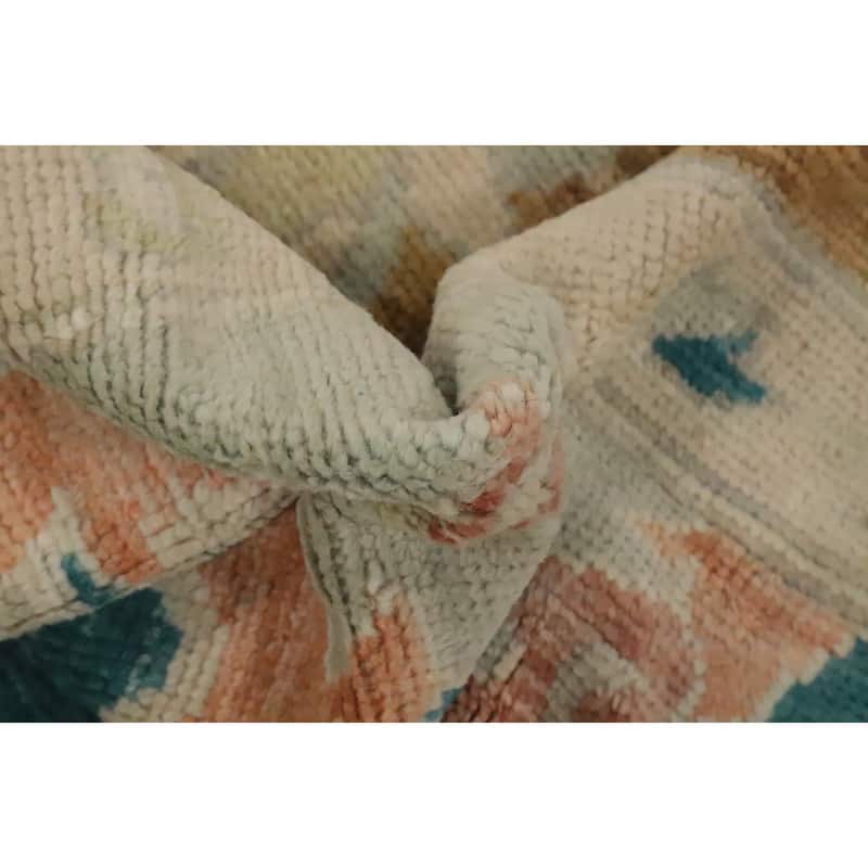 Hand Knotted Oriental 100% Wool Carpet Transitional Floral Green Oushak Area Rug - 14' 10'' X 9' 4''