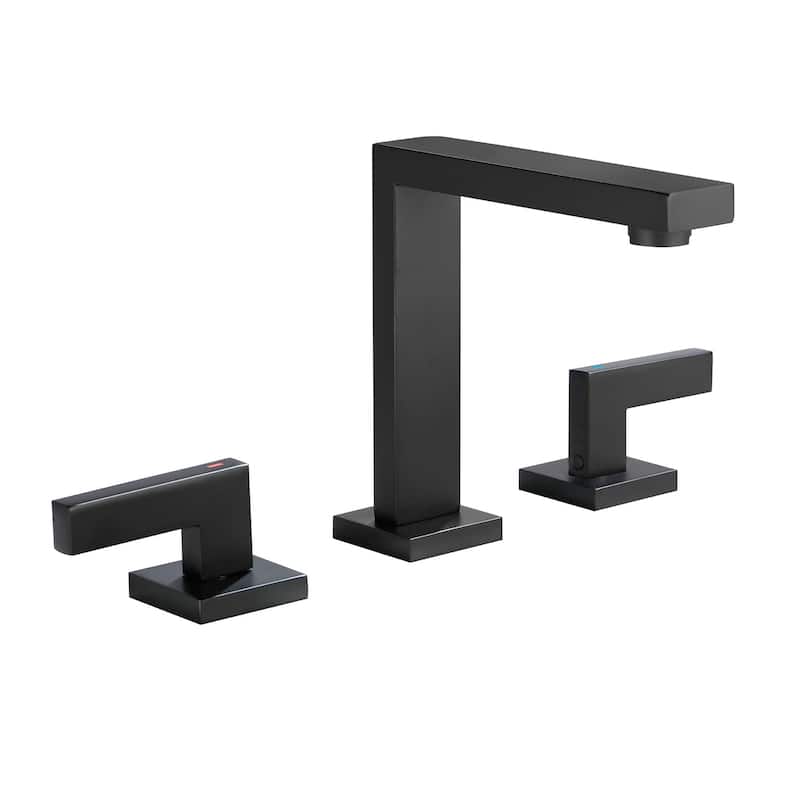 8 Inch Bathroom Faucet 3 Holes Two Handles Modern Luxury Widespread Bathroom Sink Faucet Tap with Water Supply Lines