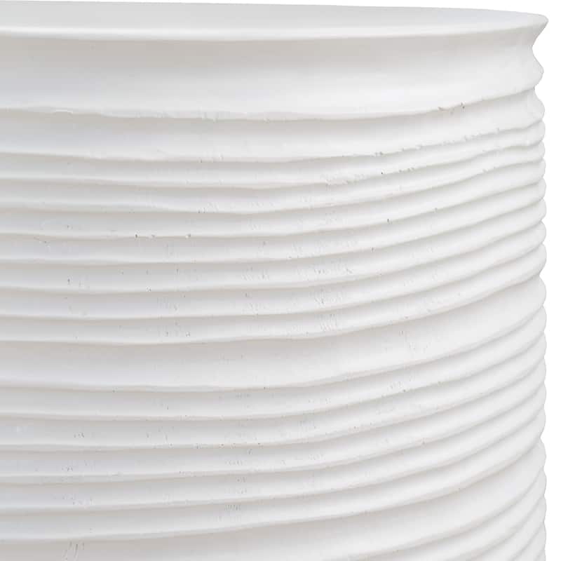 Recessed Groove Drum Accent Table - 18" - White