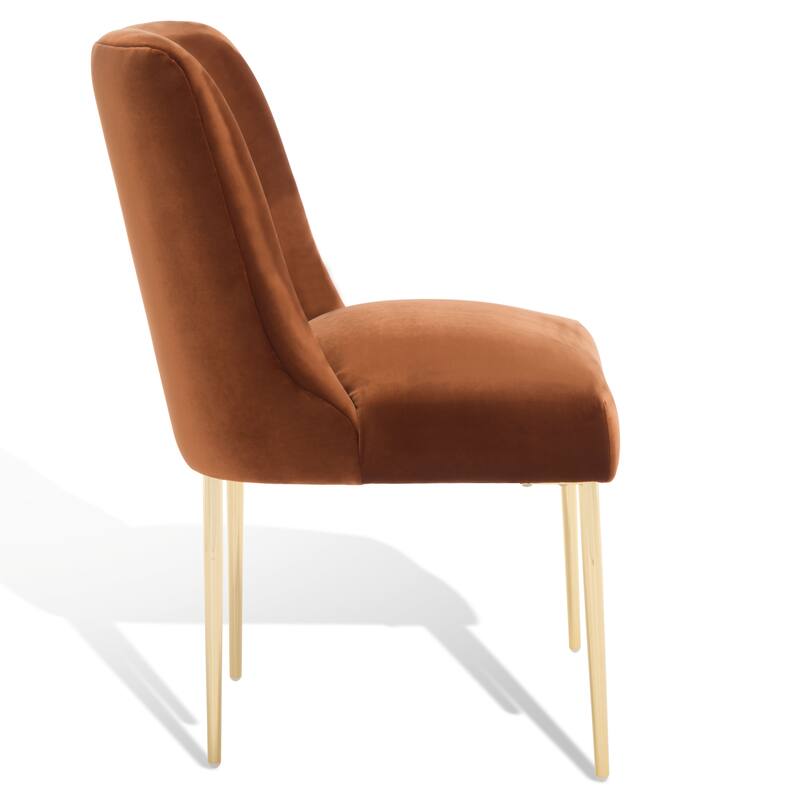 SAFAVIEH Couture Melonie Velvet Accent Chair - Mustard / Brass - 28"x23"x35.3" - 28" W x 23" D x 35" H - 28Wx23Dx35H