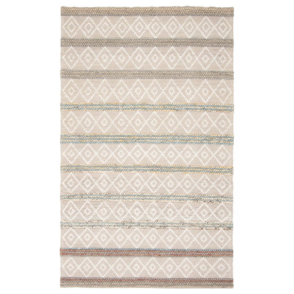 ECARPETGALLERY Braid weave Sienna Khaki Wool Rug - 5'0 x 8'2