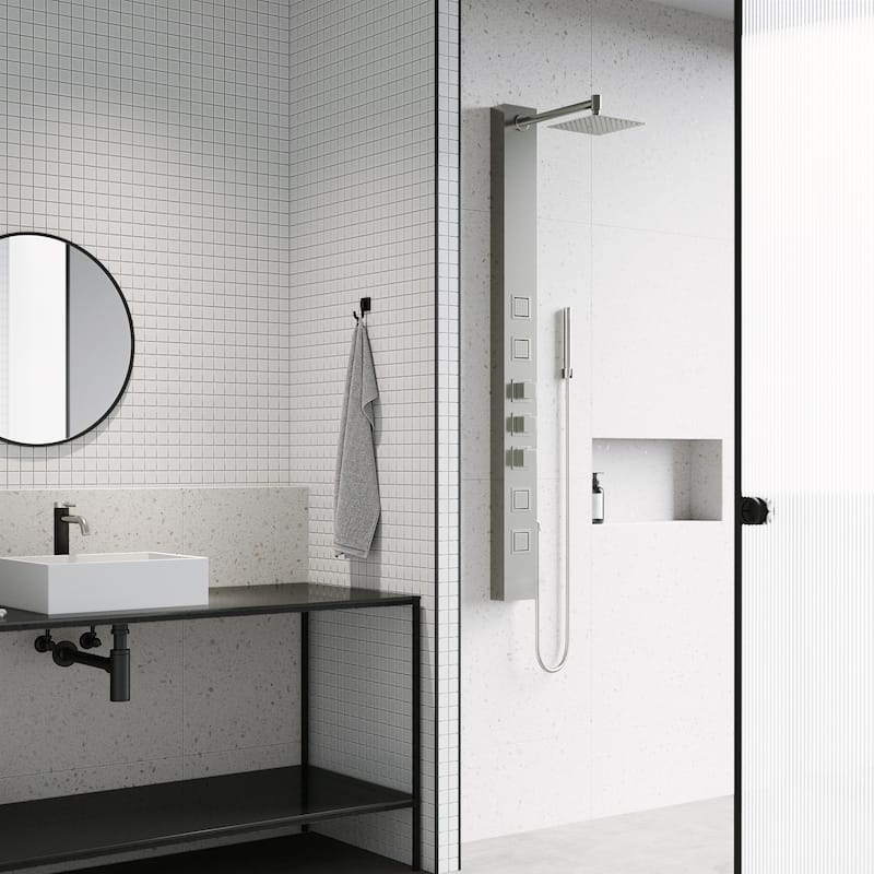 VIGO Sutton 58" H x 5" W 4-Jet Shower Panel with Square Shower Head