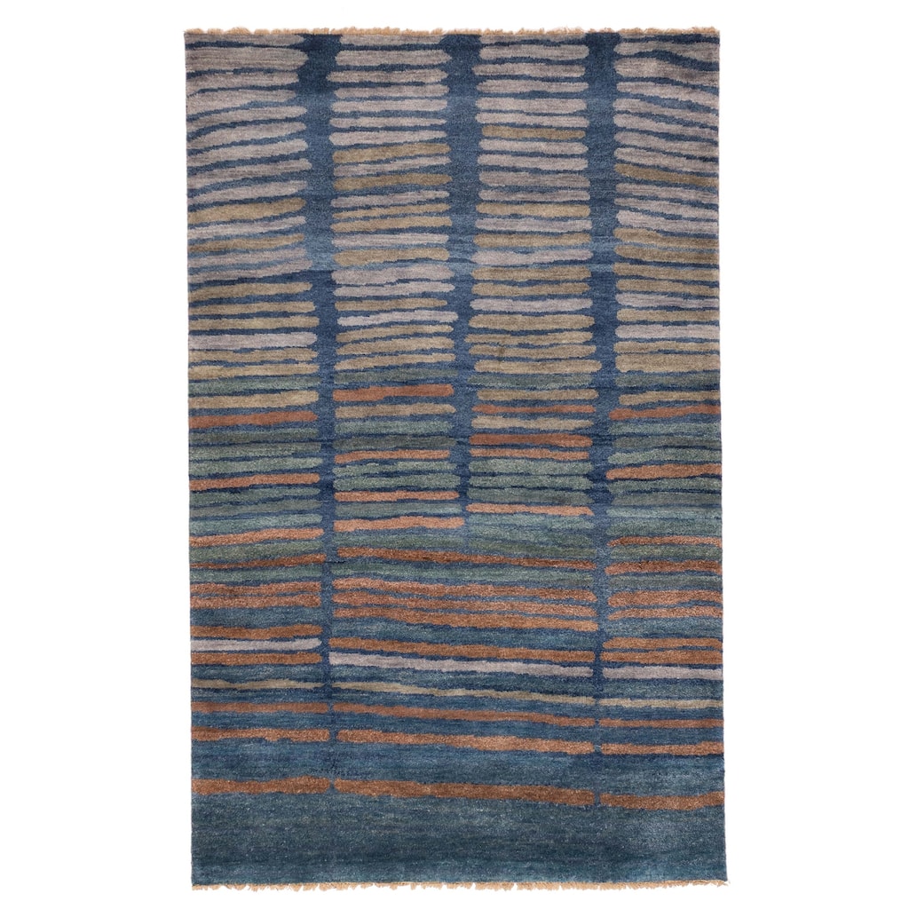 ECARPETGALLERY Hand-knotted Peshawar Ziegler Dark Blue Wool Rug - 4'11 x 7'11