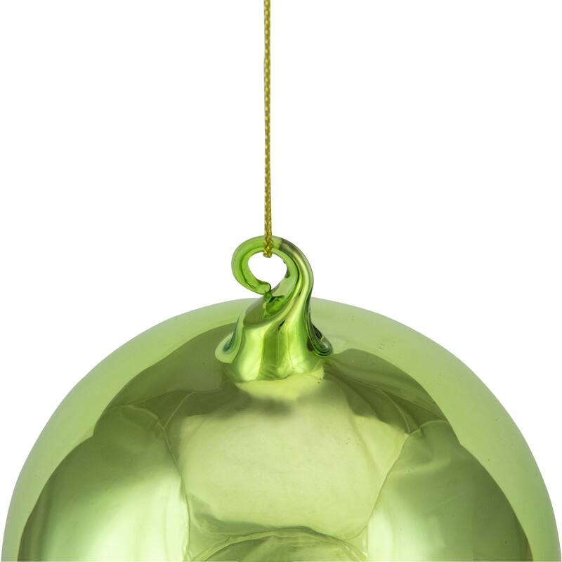 3.5" Shiny Lime Green and Matte White Glass Christmas Ornament