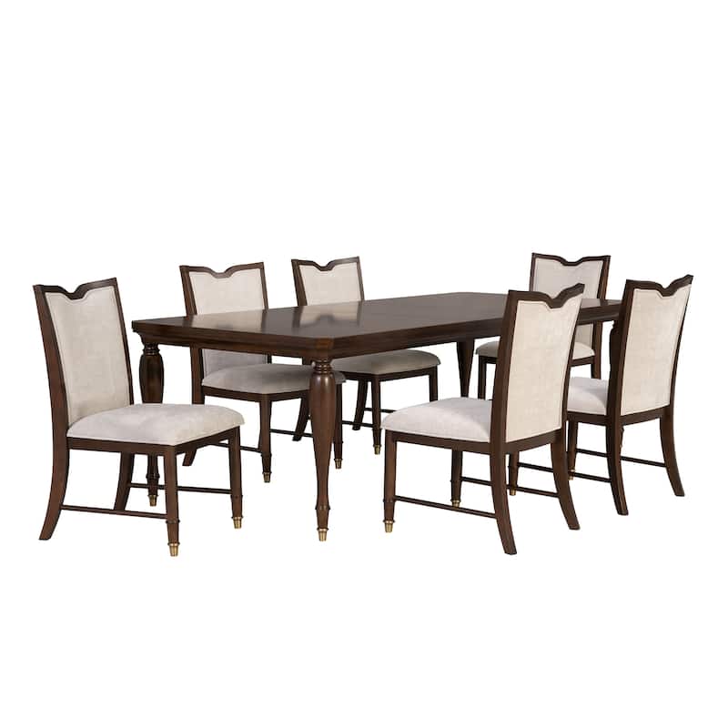 Furniture of America Prylen Modern 7-Piece Dark Cherry Solid Wood Extendable Dining Set