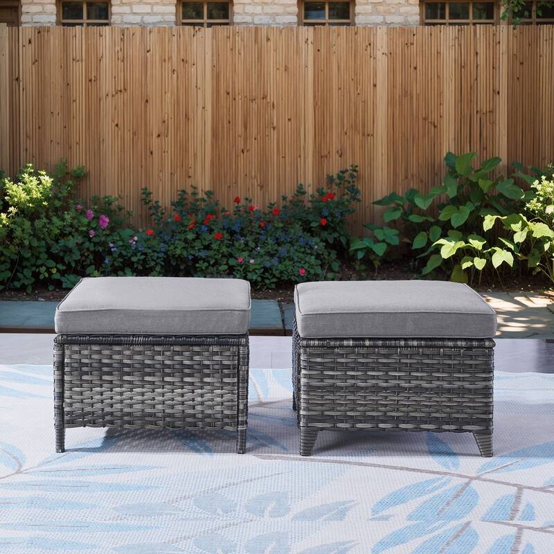 Outdoor 3-Piece Sofa with Ottomans Grey-Grey - Grey