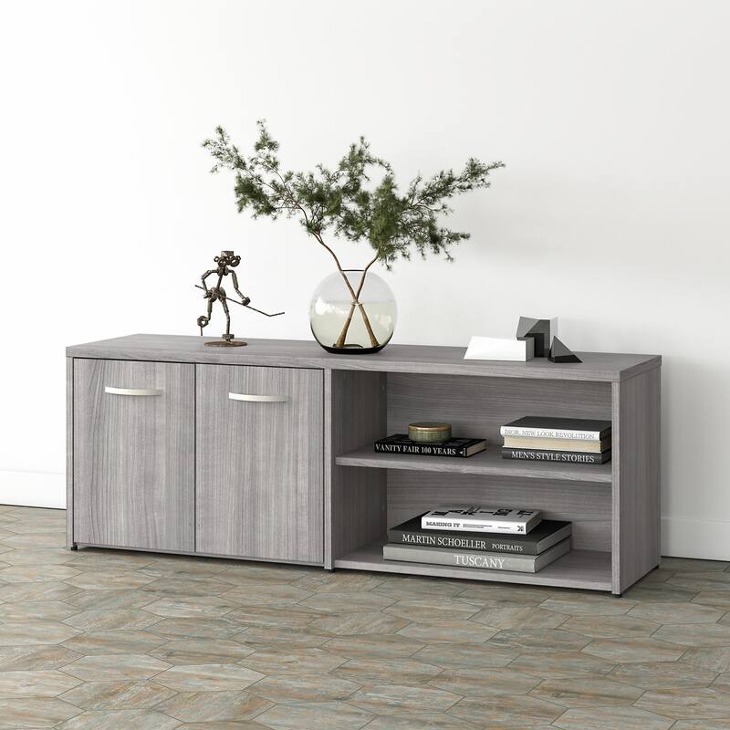 Studio A Low Storage Cabinet with Doors by Bush Business Furniture - Platinum Gray