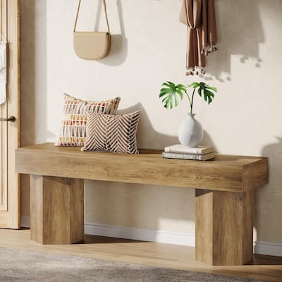 41" Farmhouse Wooden Entryway Bench, Indoor Bench for Entry, Mudroom, Easy Assembly - 41.43" W x 11.81" D x 17.72" H
