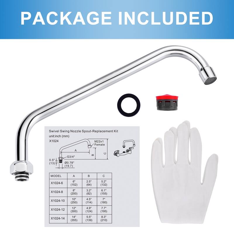 WOWOW Commercial Faucet Swivel Spout Replacement in Polished Chrome