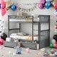 preview thumbnail 1 of 25, Convertible Twin Over Twin Bunk Bed With Drawers With Fence-shaped Guardrail Grey