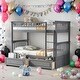 preview thumbnail 2 of 25, Convertible Twin Over Twin Bunk Bed With Drawers