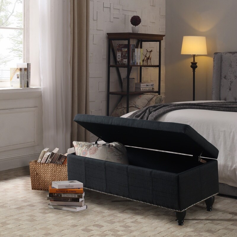 Moser Bay Yedda Tufted Upholstered Flip Top Storage Bench On