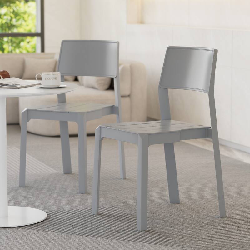 Javlergo 4-Pack Stackable Plastic Chairs for Dining and Patio Space Saving Indoor Outdoor Chairs with Ergonomic Back Support