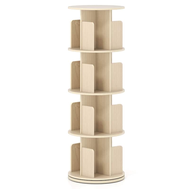 Costway 1/2 PCS 4-Tier Rotating Bookshelf 360° Display Rack with - See Details - Natural-1 PCS
