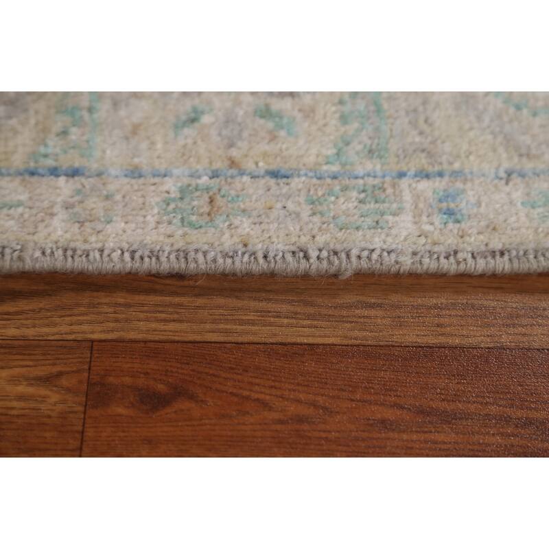 Hand Knotted Oriental 100% Wool Carpet Transitional Geometric Beige & Ivories Oushak Area Rug - 4' 11'' X 3' 10''