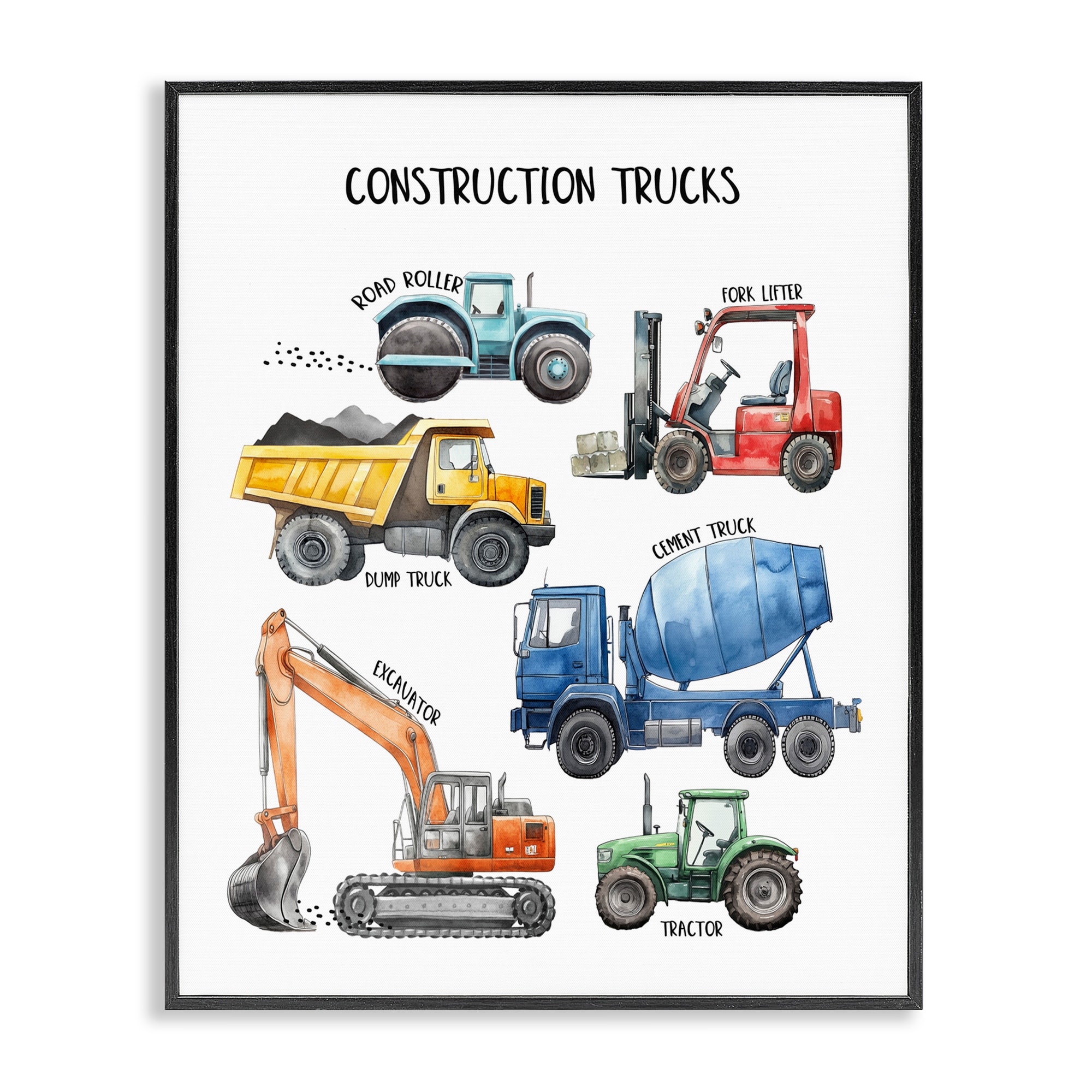 Stupell Construction Trucks Machinery Framed Giclee Art Design By Christine Simpson Art