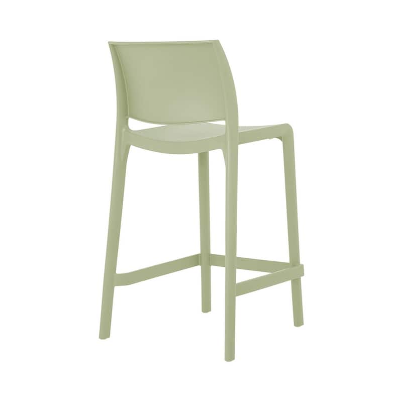 HomeRoots Set of Four 26" Green Heavy Duty Plastic Low Back Outdoor Counter Height Bar Chairs