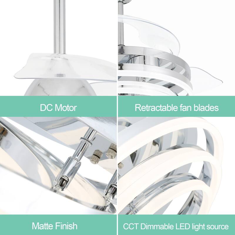 Oaks Aura 42in. LED DIY Shape Modern Ring Ceiling Fan With Lights, 6-Speed Latest DC Motor Remote Control Rose Ceiling Fan