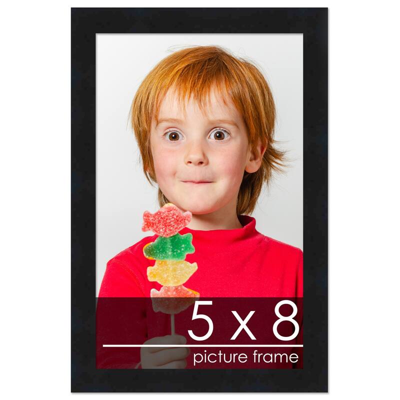 5x8 Contemporary Black Wood Picture Frame UV Acrylic, Foam Board