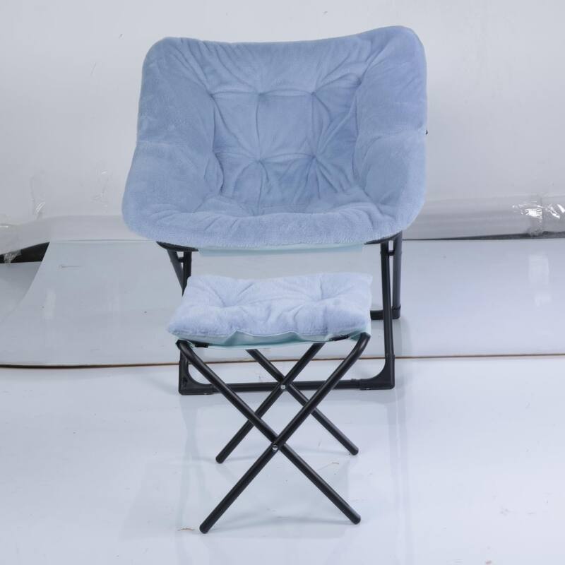 Comfy Folded Chair,Saucer Chair, Lounge Chair - XL Foldable Faux Fur Floor Seat, Non-Slip Base for Stability