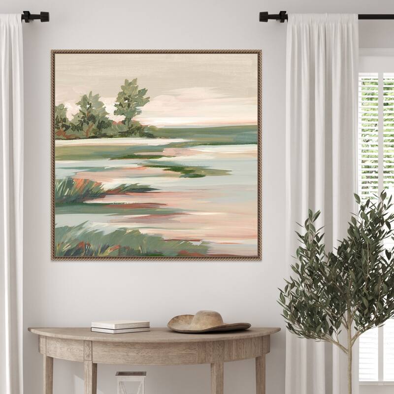 Quiet Marsh Under Soft Skies No. 2 by Lera Framed Canvas Wall Art Print