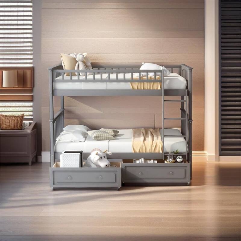 Twin over Twin Bunk Bed with Drawers