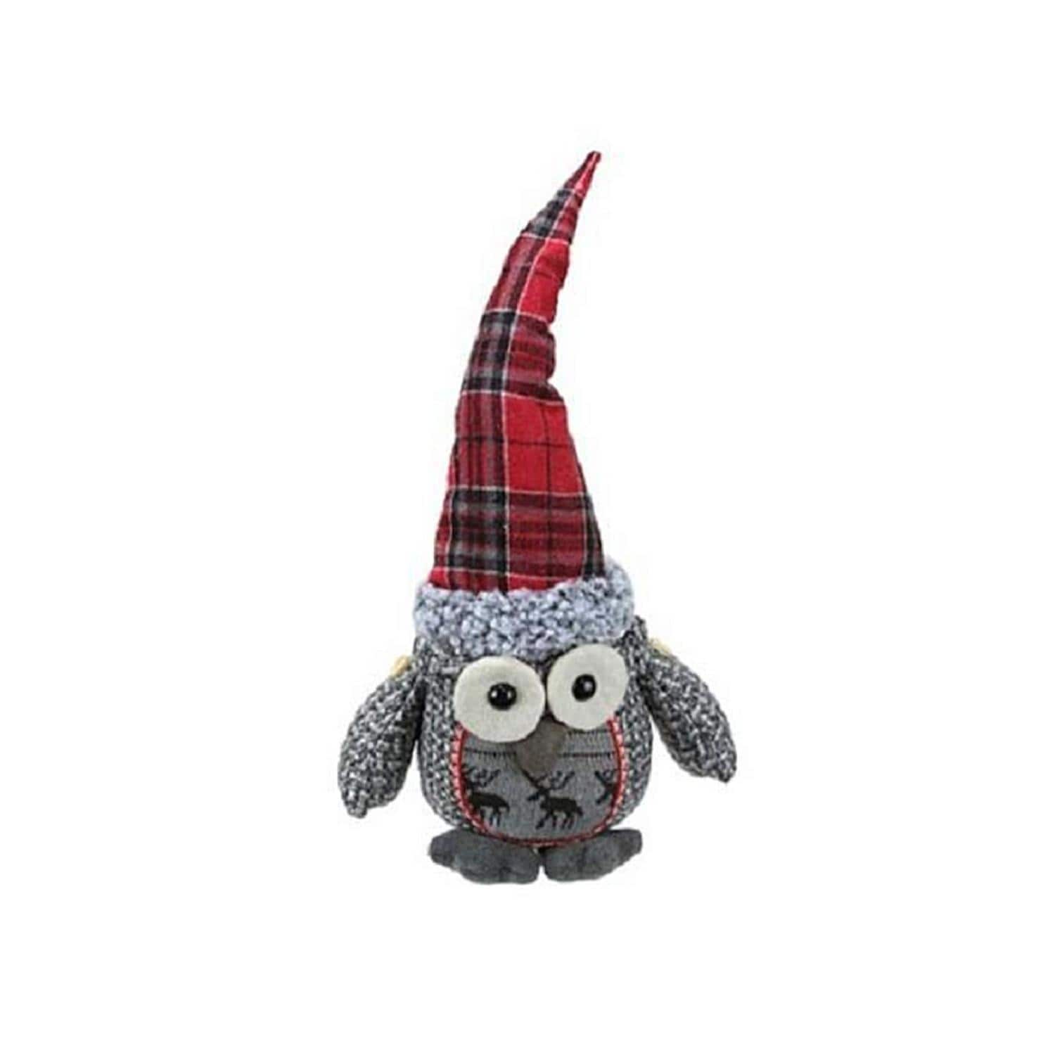 16.75" Red and Gray Traditional Owl Christmas Tabletop Figurine