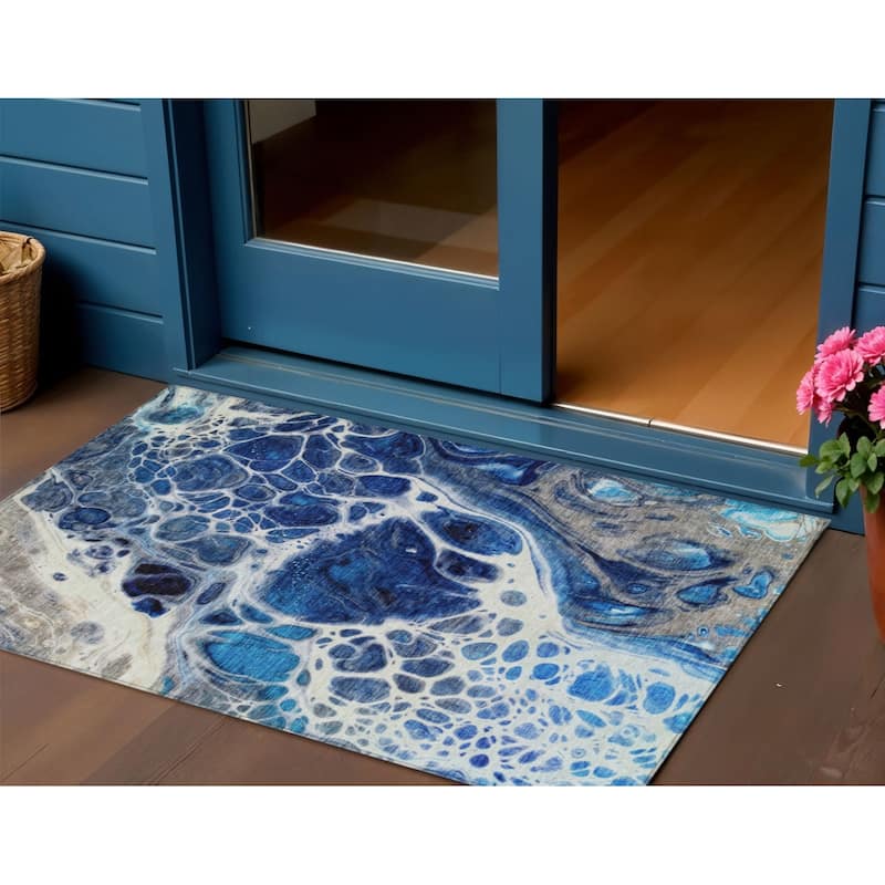 HomeRoots Nautical Transitional Rectangle Outdoor Rug - 3' x 5'