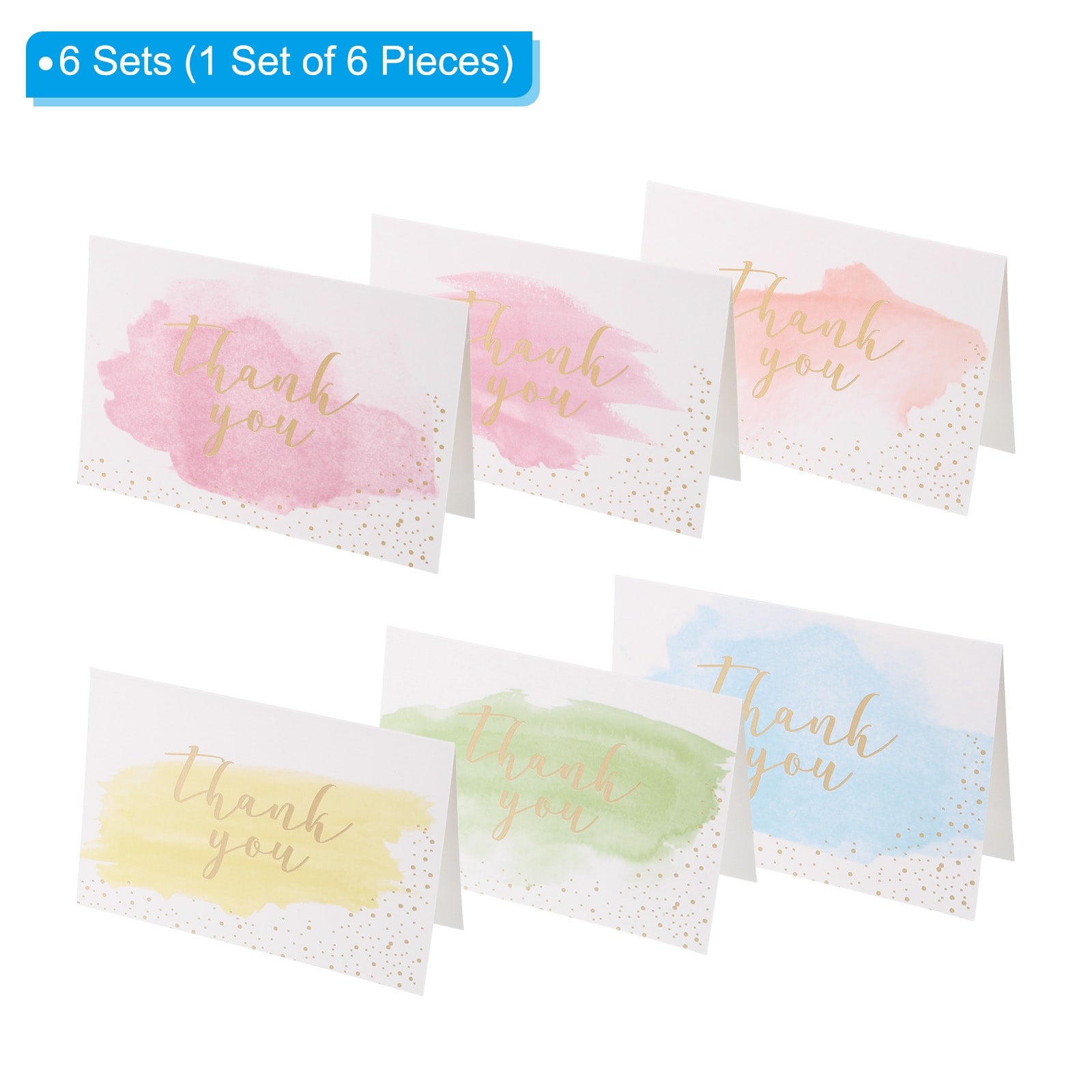 36pcs Thank You Cards with Envelopes,4x6 Thank You Cards Blank,Watercolor - Multicolor