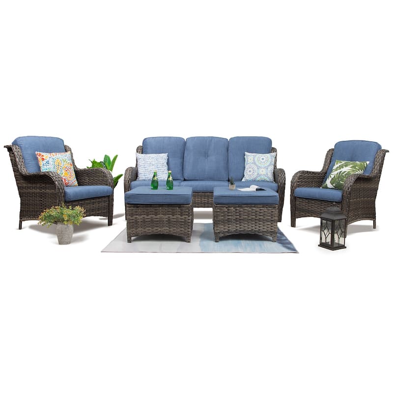 Cozywor 5-Piece Wicker Outdoor Patio Conversation Set