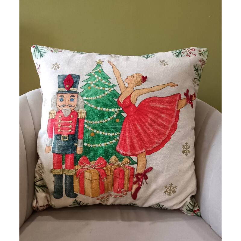 Vibhsa Holiday Nutcracker Ballerina Holiday Pillow, 20" x 20"