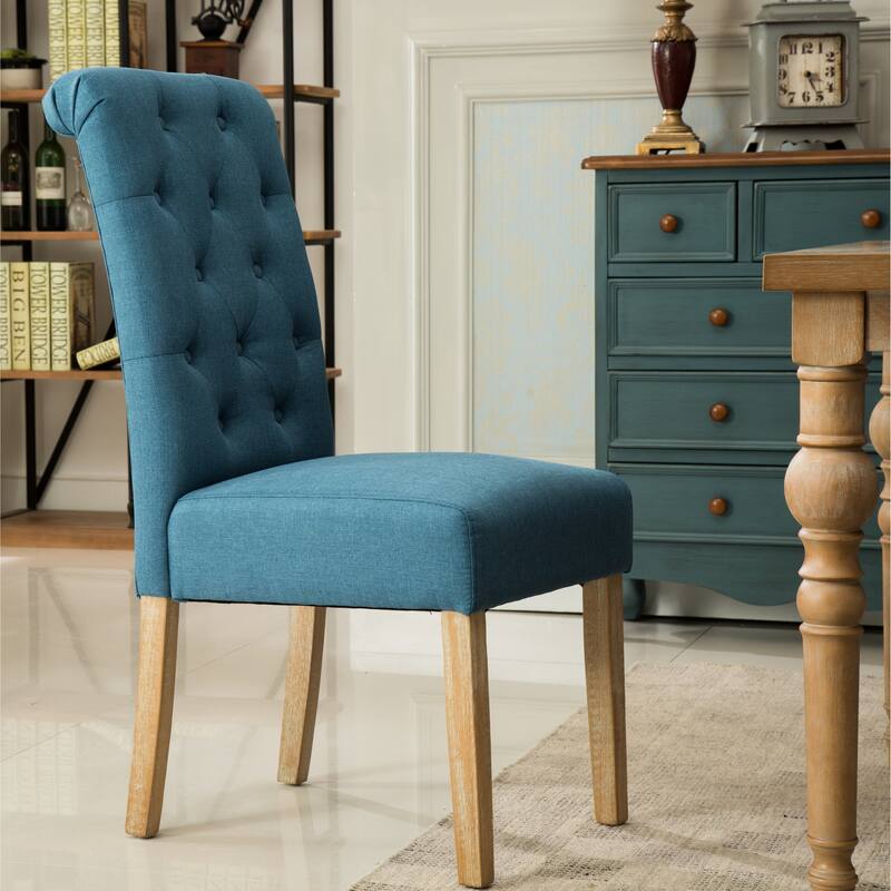 Solid Wood Tufted Parsons Dining Chair for Dining Room, Set of 2
