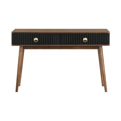 Amigo Black Veneer and Walnut Wood Console Table