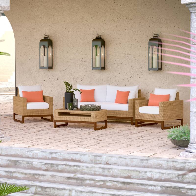 Milea 4 Piece Sunbrella Outdoor Patio Seating Set