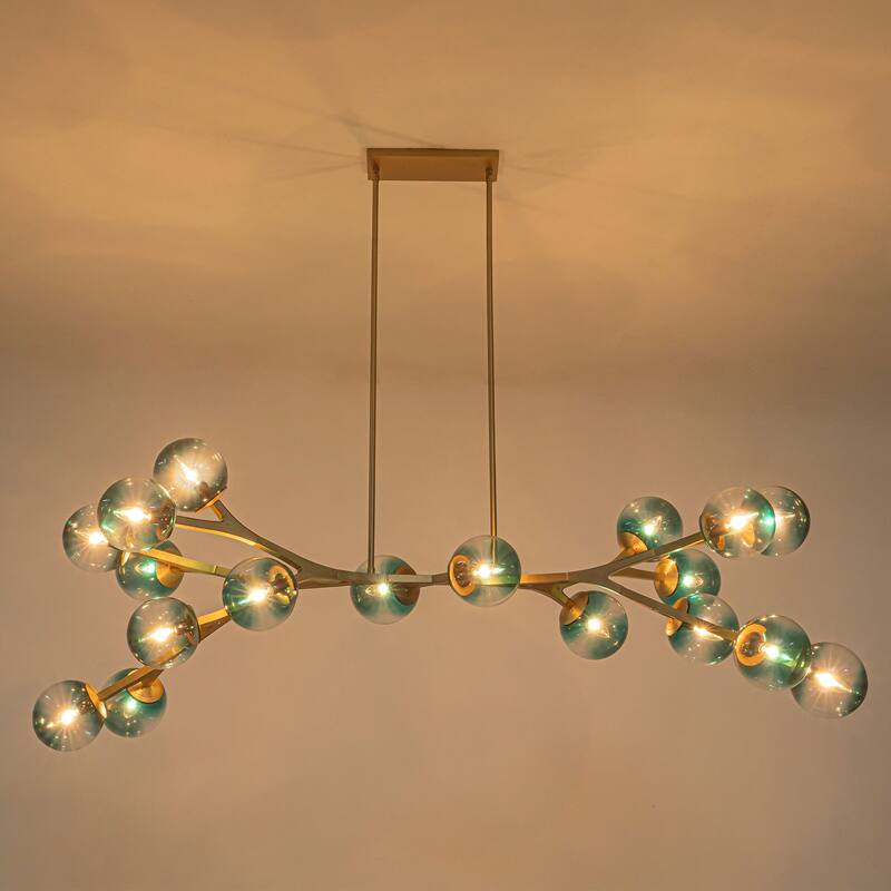 18 - Light Modern Dimmable Bubble Sputnik Linear Globe Chandelier - W68.11"