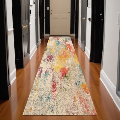 Jibog Power Loomed Abstract Modern Area Rug By HomeRoots - 120' X '26' X '0.5
