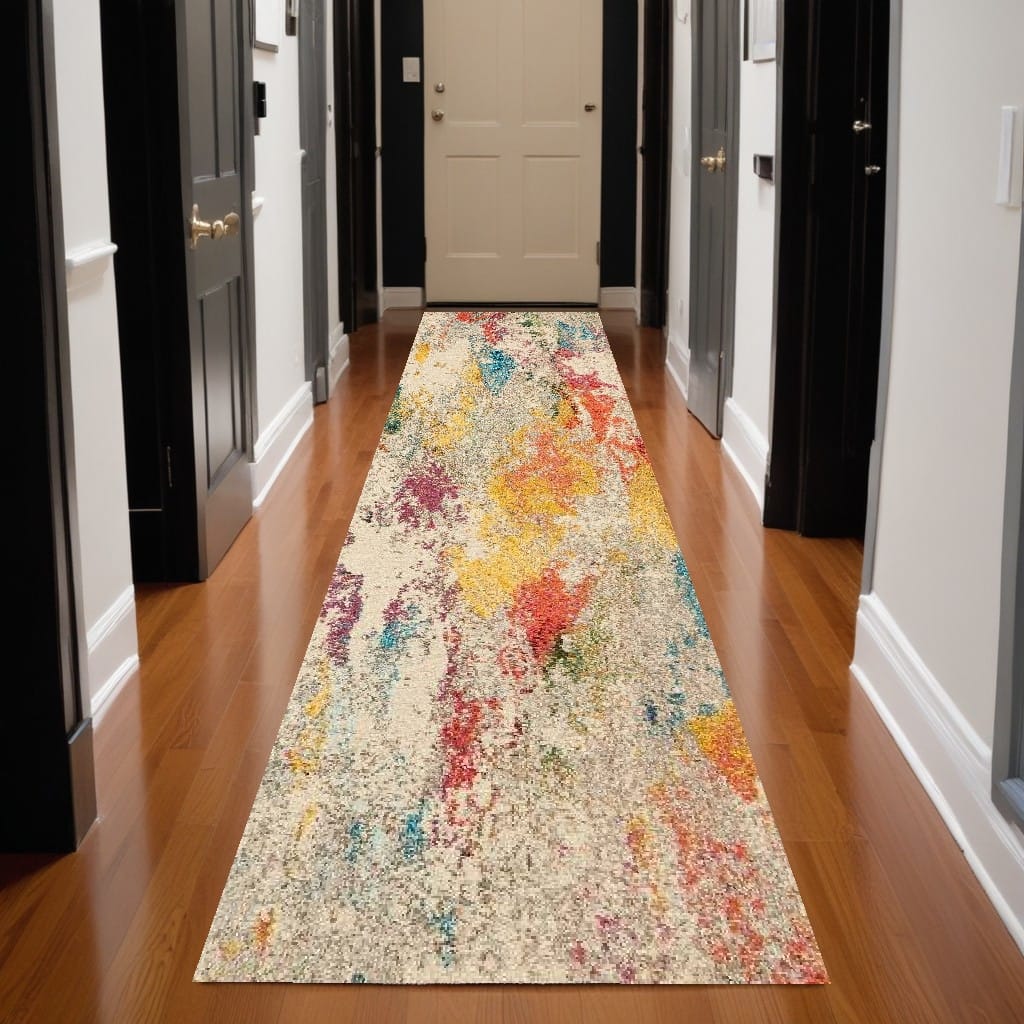Jibog Power Loomed Abstract Modern Area Rug By HomeRoots - 120' X '26' X '0.5